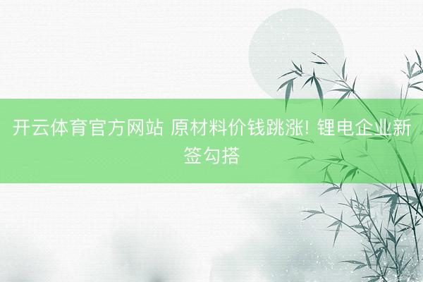 开云体育官方网站 原材料价钱跳涨! 锂电企业新签勾搭