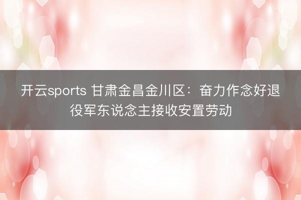 开云sports 甘肃金昌金川区：奋力作念好退役军东说念主接收安置劳动