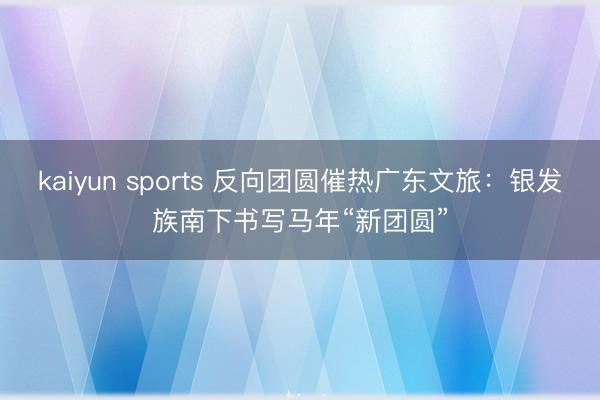 kaiyun sports 反向团圆催热广东文旅:银发族南下书写马年“新团圆”