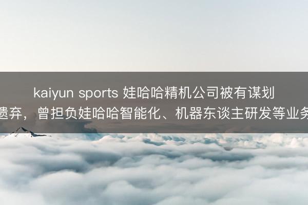 kaiyun sports 娃哈哈精机公司被有谋划遗弃，曾担负娃哈哈智能化、机器东谈主研发等业务