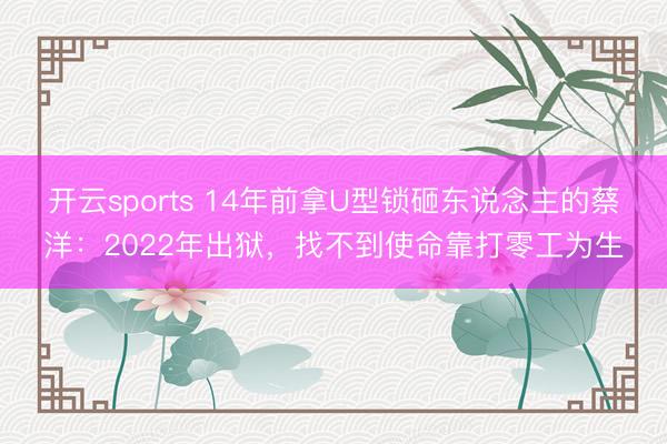 开云sports 14年前拿U型锁砸东说念主的蔡洋：2022年出狱，找不到使命靠打零工为生