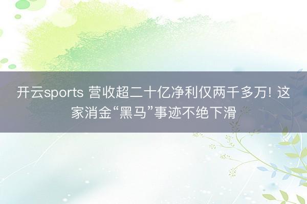 开云sports 营收超二十亿净利仅两千多万! 这家消金“黑马”事迹不绝下滑