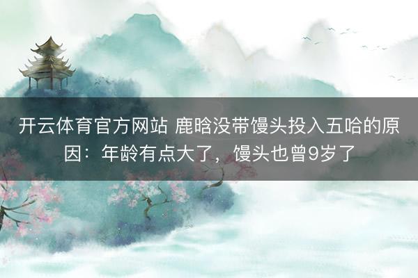 开云体育官方网站 鹿晗没带馒头投入五哈的原因：年龄有点大了，馒头也曾9岁了